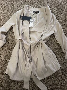TRUTH by Republic Light Taupe Wrap Belted Trench Coat